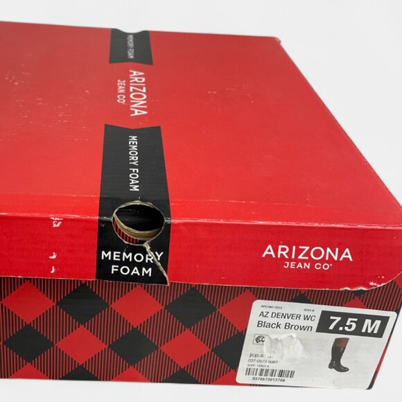 Arizona Riding Boots Brown Black Faux Leather Tall Memory Foam Lined Women's 7.5 - Picture 8 of 11